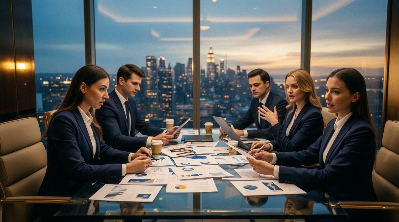 Equipo de consultores financieros SAG Consulting en reunión